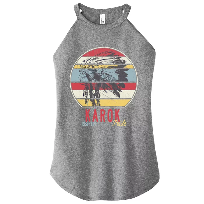 Karok Native American Indian Tribe Respect Pride Retro Sun Gift Women’s Perfect Tri Rocker Tank