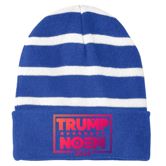 Kristi Noem And Donald Trump Election 2024 Gift Striped Beanie with Solid Band