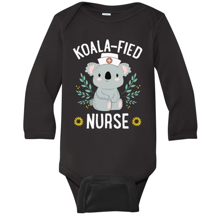 KoalaFied Nurse Cute Koala Bear Lover Sunflower Baby Long Sleeve Bodysuit