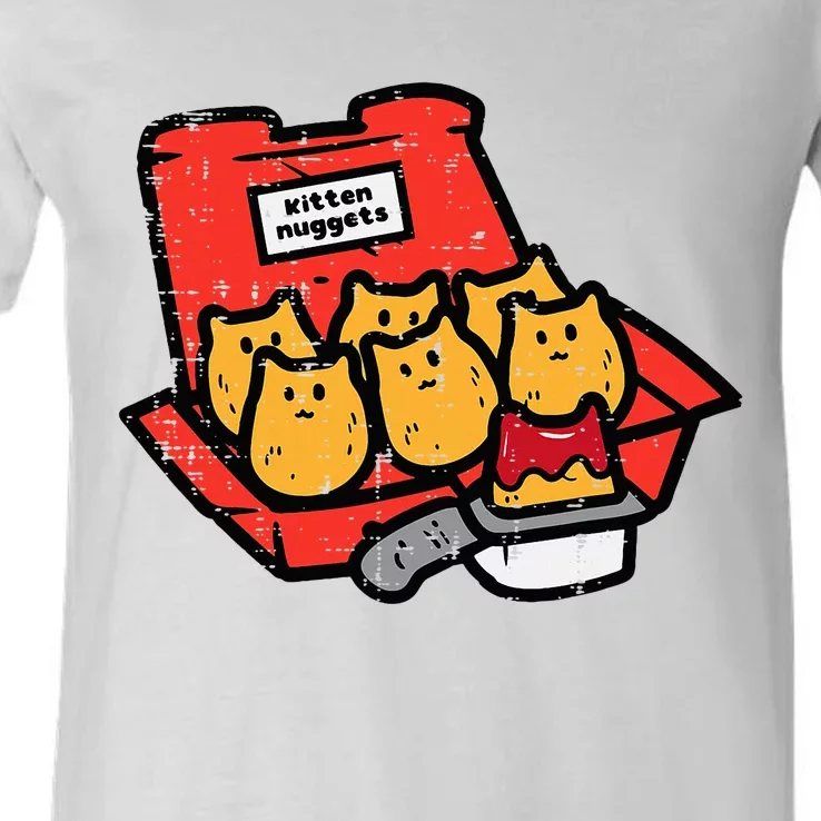 Kitten Nuggets Cute Fast Food Cat Food Lover V-Neck T-Shirt