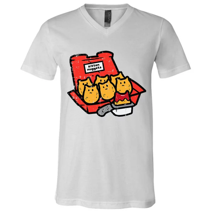 Kitten Nuggets Cute Fast Food Cat Food Lover V-Neck T-Shirt