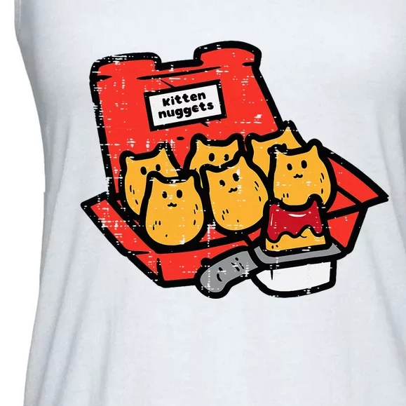 Kitten Nuggets Cute Fast Food Cat Food Lover Ladies Essential Flowy Tank