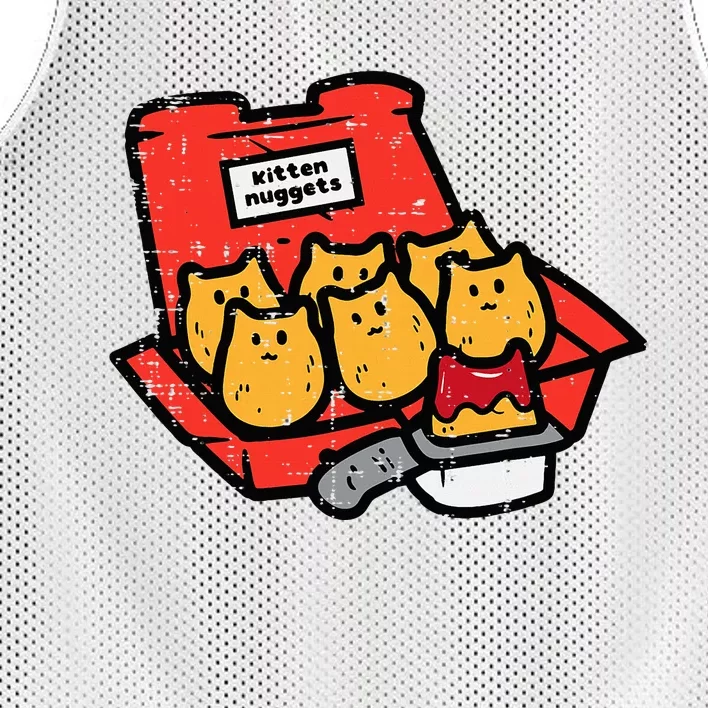 Kitten Nuggets Cute Fast Food Cat Food Lover Mesh Reversible Basketball Jersey Tank