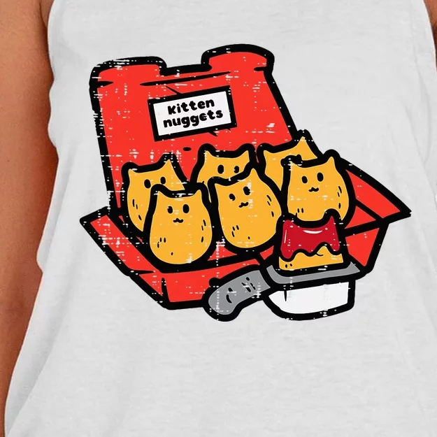 Kitten Nuggets Cute Fast Food Cat Food Lover Women's Knotted Racerback Tank