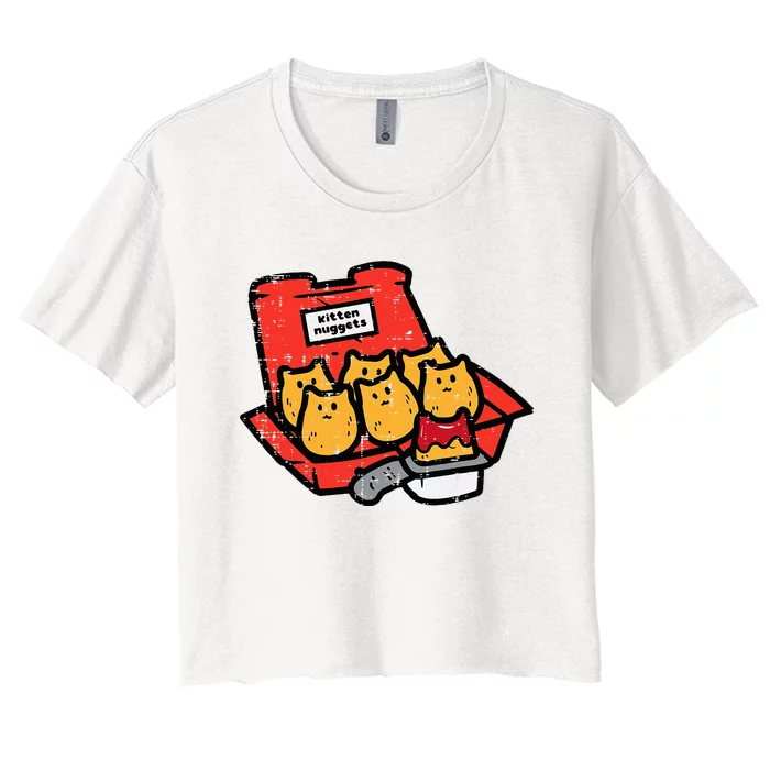 Kitten Nuggets Cute Fast Food Cat Food Lover Women's Crop Top Tee