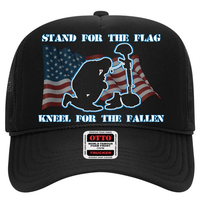 Kneel For The Fallen US Troops High Crown Mesh Trucker Hat