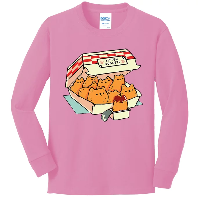 Kitten Nuggets Fast Food Cat Kids Long Sleeve Shirt