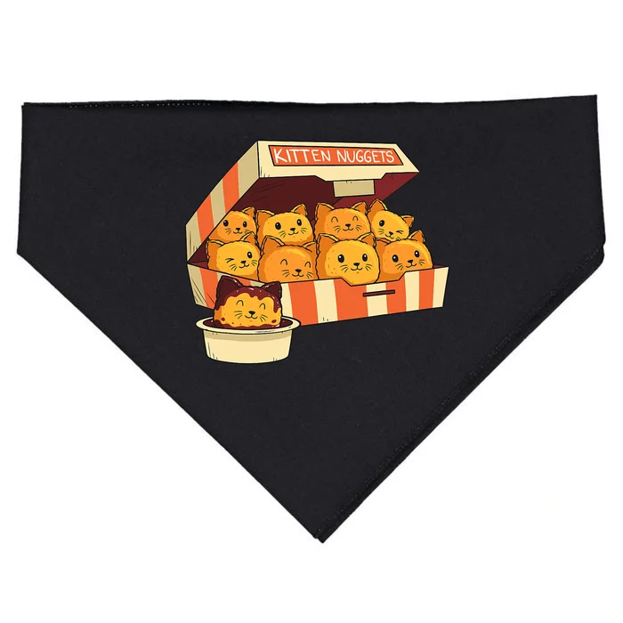 Kitten Nuggets Funny Cats & Chicken Nuggets Lover Funny Cat USA-Made Doggie Bandana