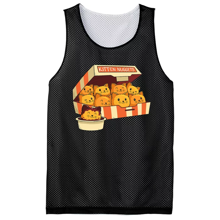 Kitten Nuggets Funny Cats & Chicken Nuggets Lover Funny Cat Mesh Reversible Basketball Jersey Tank