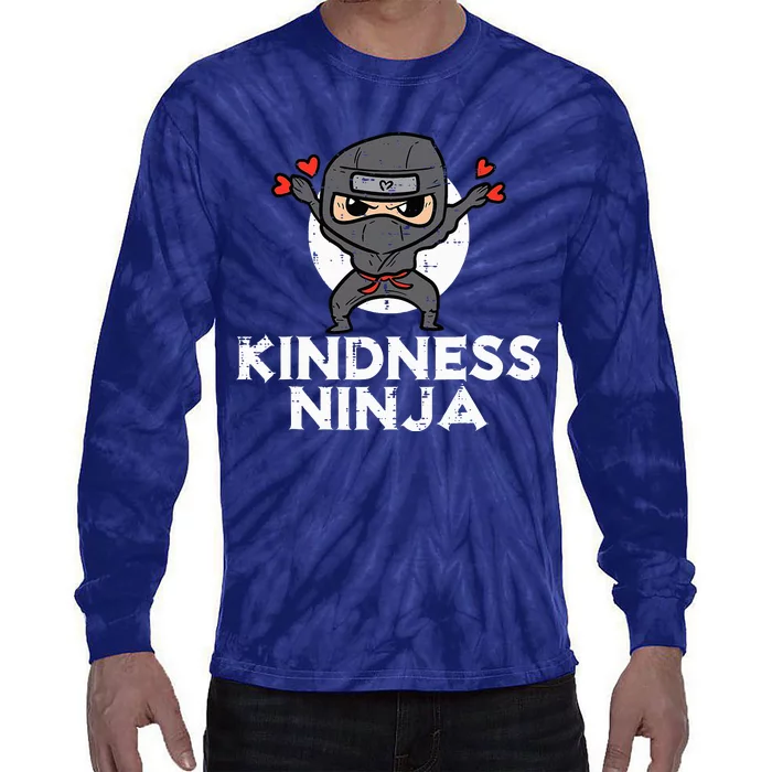 Kindness Ninja Funny Unity Day Orange Anti Bullying Tie-Dye Long Sleeve Shirt