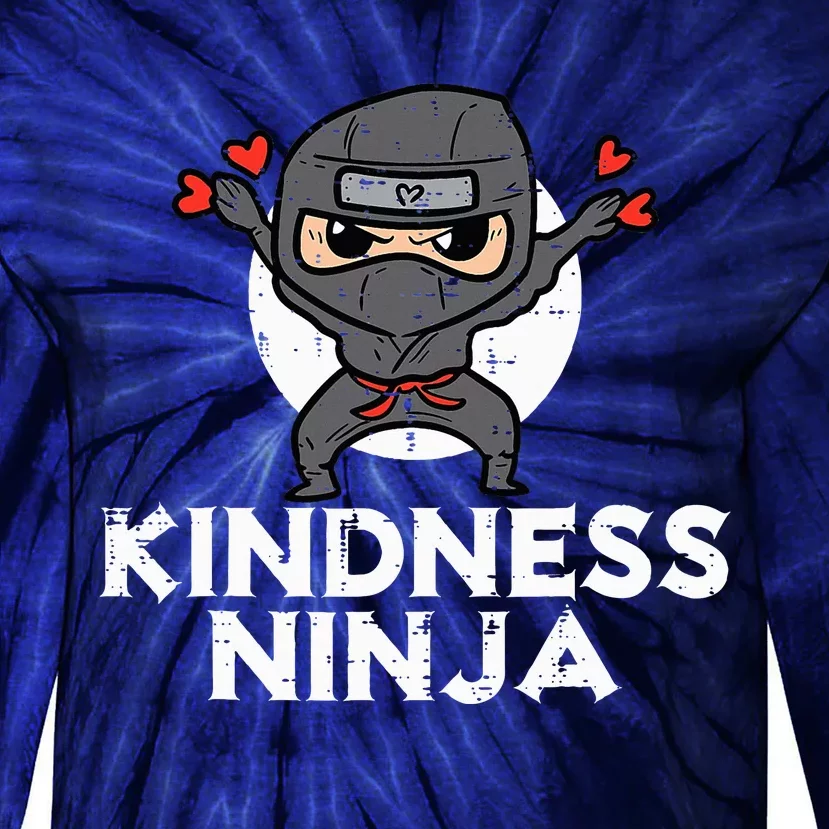 Kindness Ninja Funny Unity Day Orange Anti Bullying Tie-Dye Long Sleeve Shirt