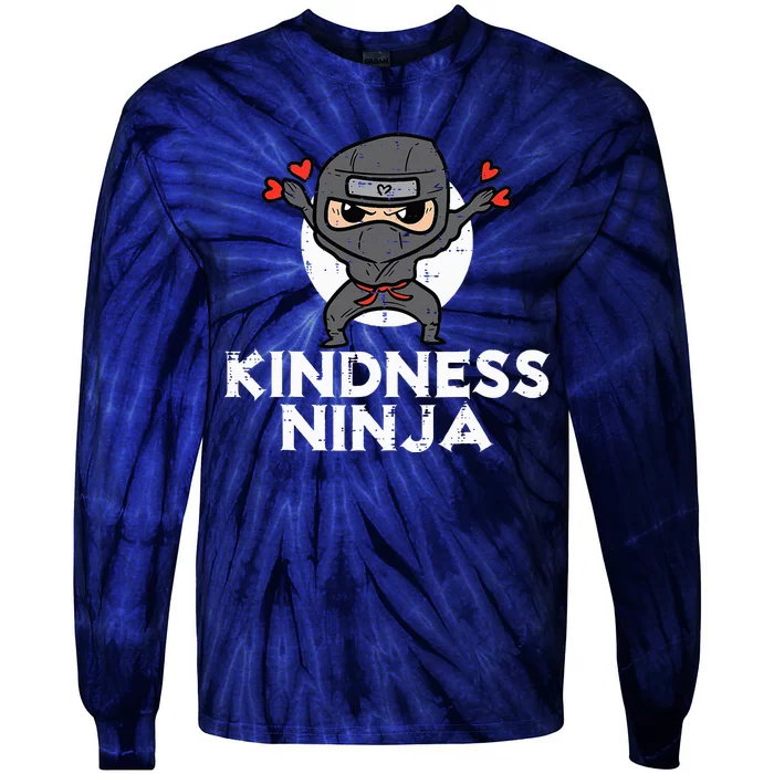 Kindness Ninja Funny Unity Day Orange Anti Bullying Tie-Dye Long Sleeve Shirt