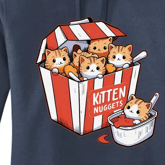 Kitten Nuggets Food Pun Cat Kittens Chicken Nuggets Women's Pullover Hoodie