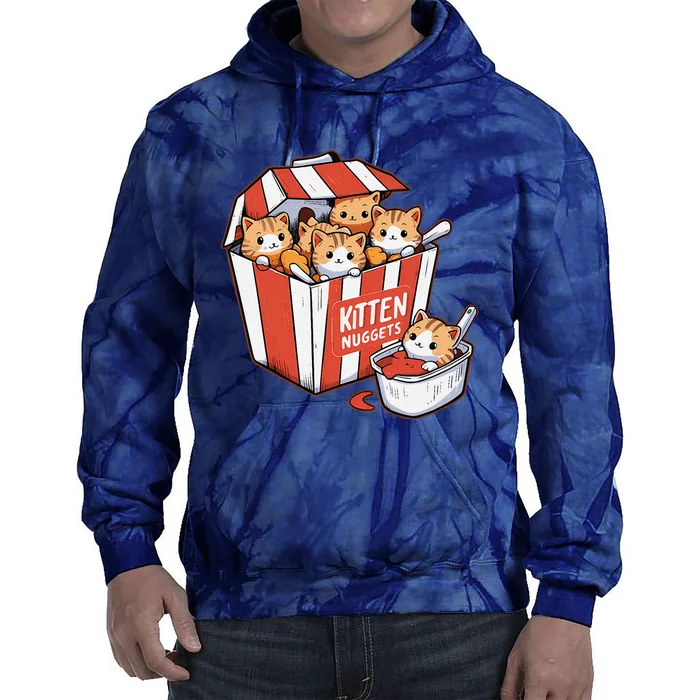 Kitten Nuggets Food Pun Cat Kittens Chicken Nuggets Tie Dye Hoodie