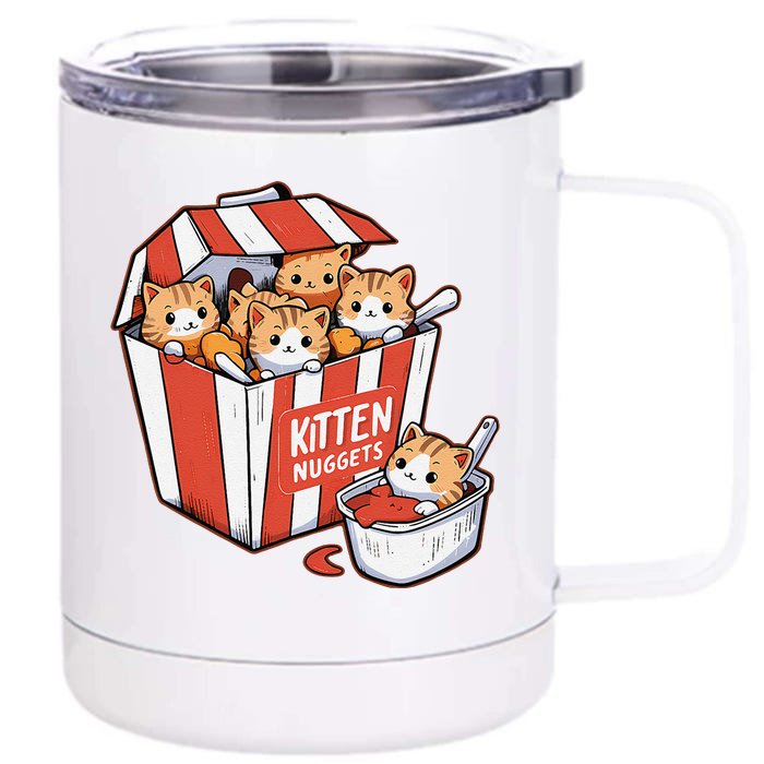 Kitten Nuggets Food Pun Cat Kittens Chicken Nuggets Front & Back 12oz Stainless Steel Tumbler Cup