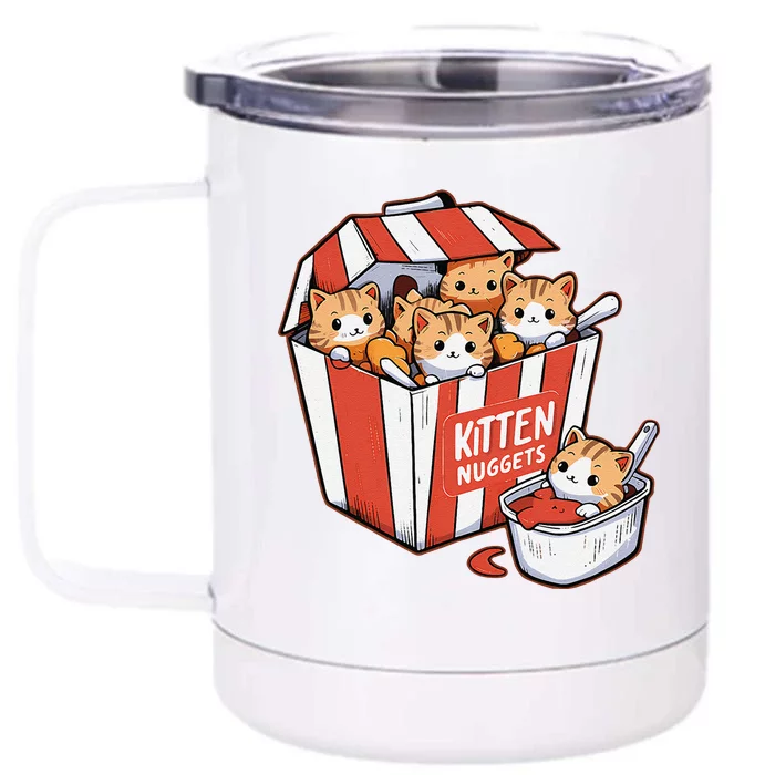 Kitten Nuggets Food Pun Cat Kittens Chicken Nuggets Front & Back 12oz Stainless Steel Tumbler Cup