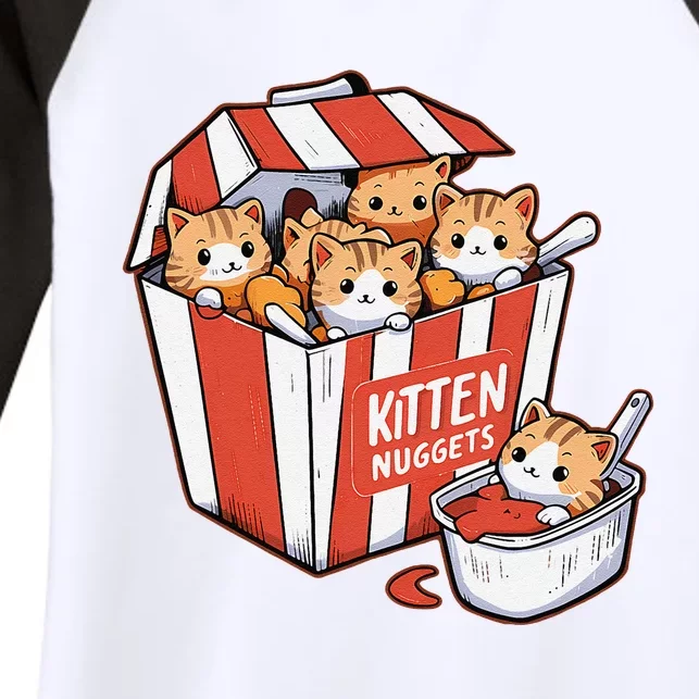 Kitten Nuggets Food Pun Cat Kittens Chicken Nuggets Women's Tri-Blend 3/4-Sleeve Raglan Shirt