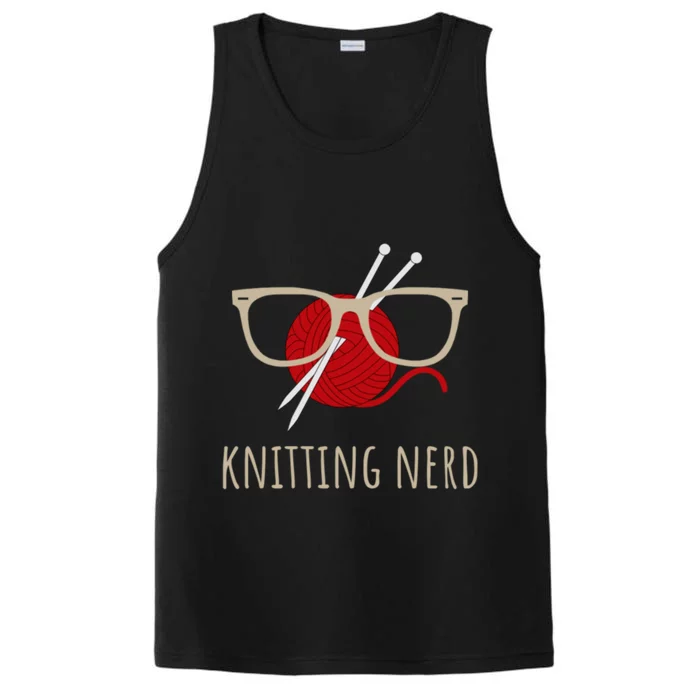 Knitting Nerd Funny Grandma Mom Knit Needles Yarn Lover Gift Meaningful Gift Performance Tank