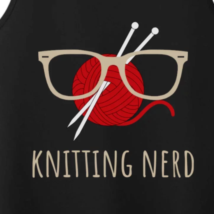 Knitting Nerd Funny Grandma Mom Knit Needles Yarn Lover Gift Great Gift Performance Tank