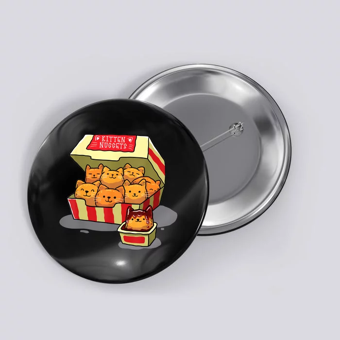 Kitten Nuggets Food Pun Cat Lover Gift Chicken Nuggets Button