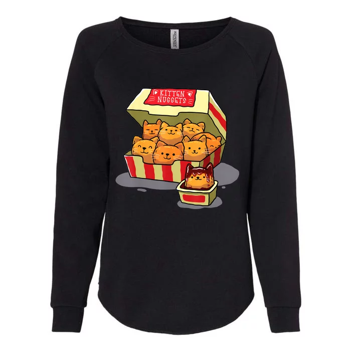 Kitten Nuggets Food Pun Cat Lover Gift Chicken Nuggets Womens California Wash Sweatshirt