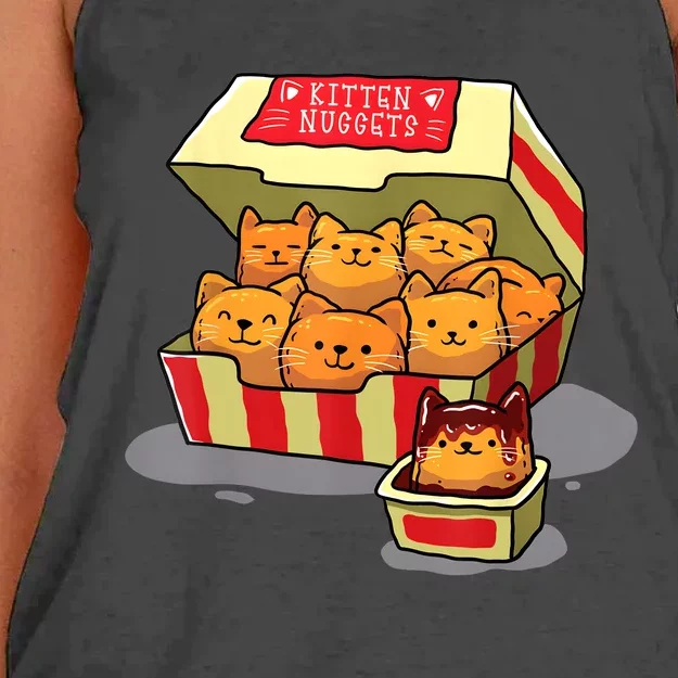 Kitten Nuggets Food Pun Cat Lover Gift Chicken Nuggets Women's Knotted Racerback Tank