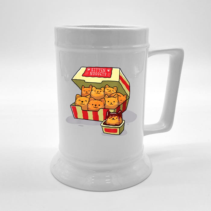 Kitten Nuggets Food Pun Cat Lover Gift Chicken Nuggets Front & Back Beer Stein