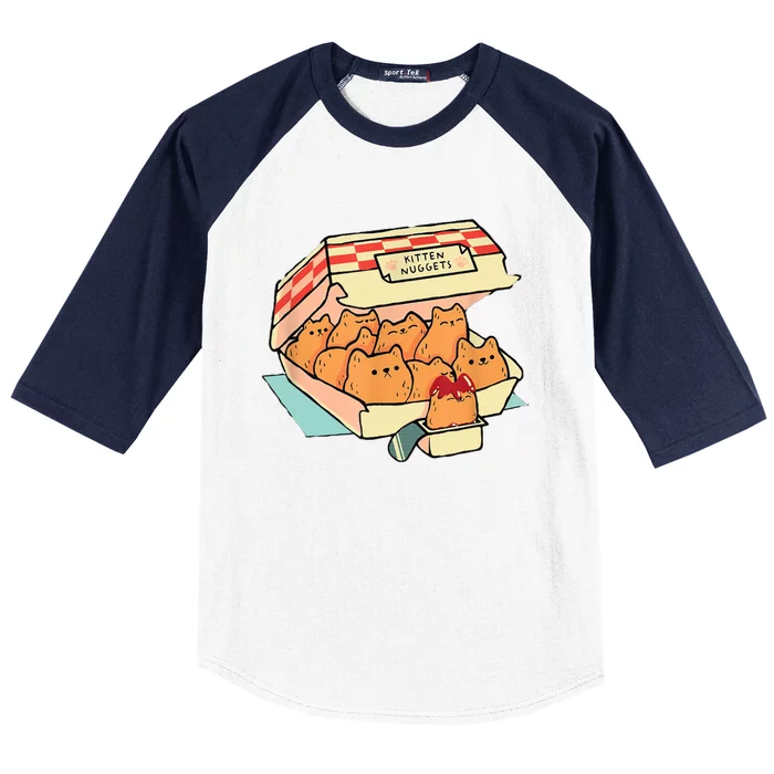 Kitten Nuggets Fast Food Cat And Chicken Nugget Lover Quote Baseball Sleeve Shirt