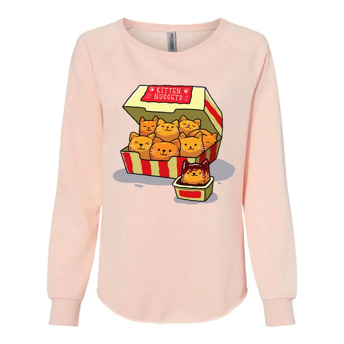 Kitten Nuggets Food Pun Cat Lover Gift Chicken Nuggets Womens California Wash Sweatshirt