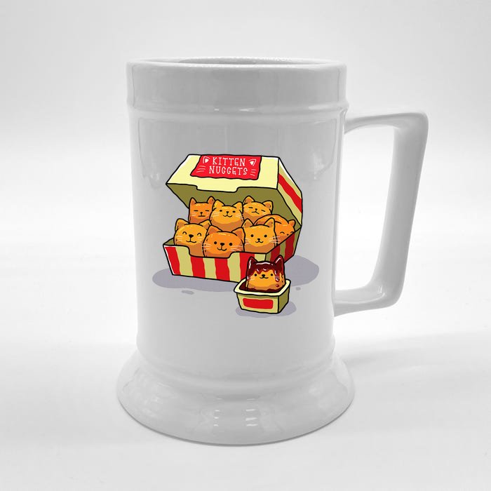 Kitten Nuggets Food Pun Cat Lover Gift Chicken Nuggets Front & Back Beer Stein