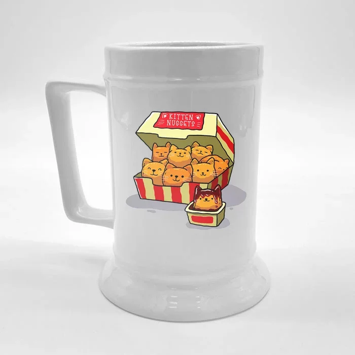 Kitten Nuggets Food Pun Cat Lover Gift Chicken Nuggets Front & Back Beer Stein