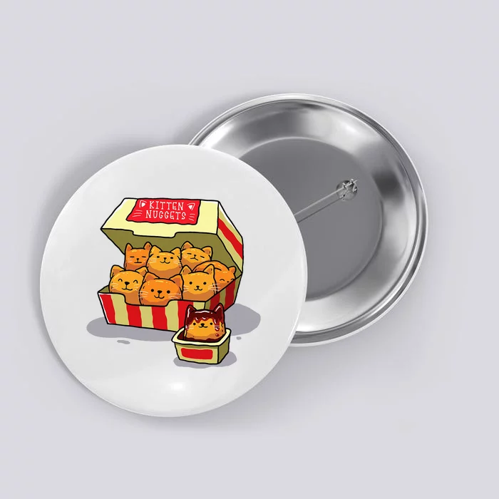 Kitten Nuggets Food Pun Cat Lover Gift Chicken Nuggets Button