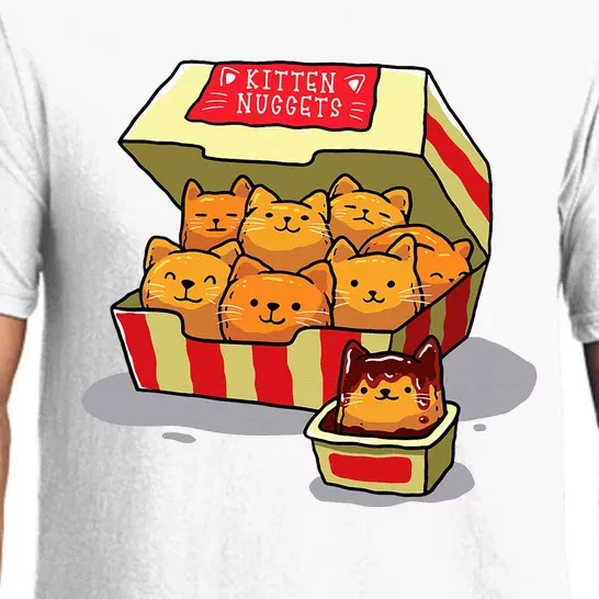 Kitten Nuggets Food Pun Cat Lover Gift Chicken Nuggets Pajama Set