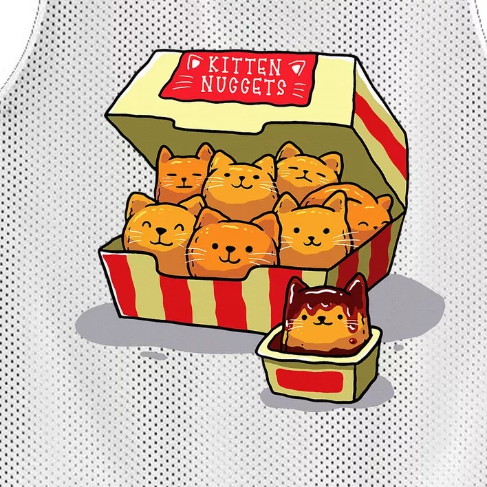 Kitten Nuggets Food Pun Cat Lover Gift Chicken Nuggets Mesh Reversible Basketball Jersey Tank