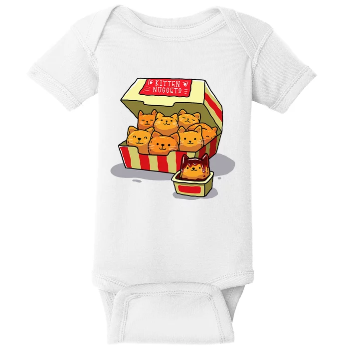 Kitten Nuggets Food Pun Cat Lover Gift Chicken Nuggets Baby Bodysuit