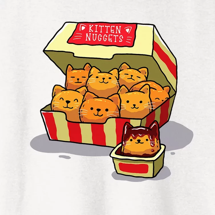 Kitten Nuggets Food Pun Cat Lover Gift Chicken Nuggets Women's Crop Top Tee