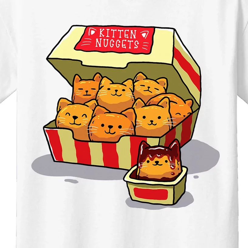 Kitten Nuggets Food Pun Cat Lover Gift Chicken Nuggets Kids T-Shirt