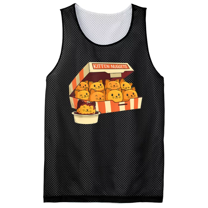 Kitten Nuggets Funny Cats And Chicken Nuggets Lover Funny Cat Mesh Reversible Basketball Jersey Tank