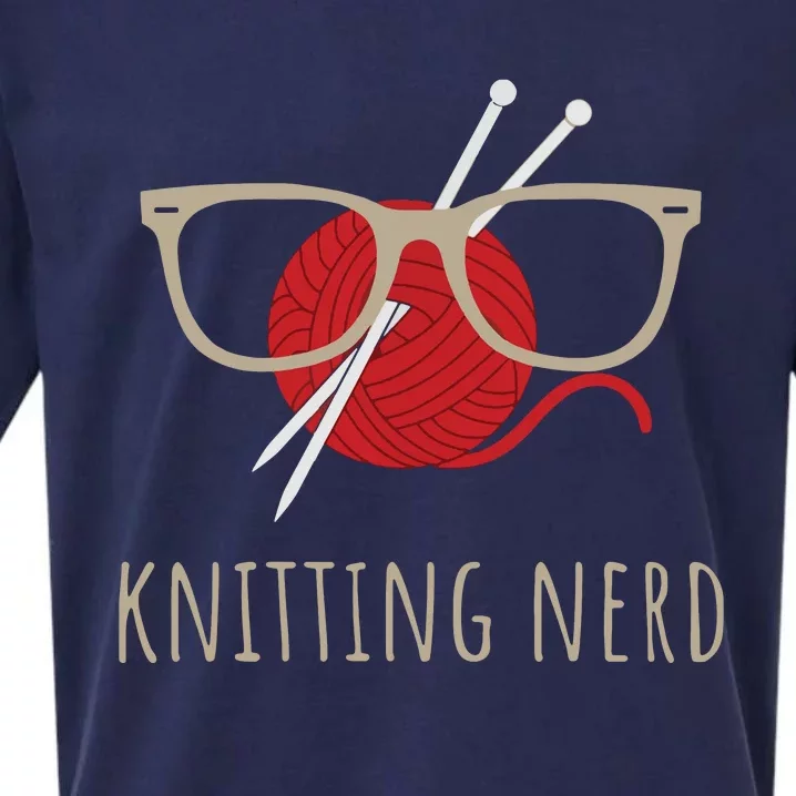 Knitting Nerd Funny Grandma Mom Knit Needles Yarn Lover Gift Sueded Cloud Jersey T-Shirt