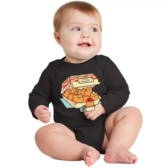 Kitten Nuggets Fast Food Cat And Chicken Nugget Lover Quote Baby Long Sleeve Bodysuit