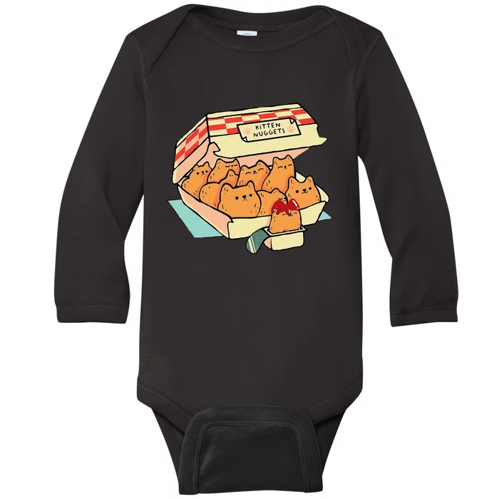 Kitten Nuggets Fast Food Cat And Chicken Nugget Lover Quote Baby Long Sleeve Bodysuit