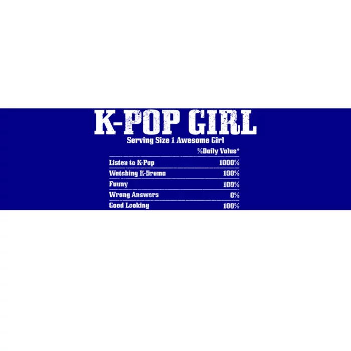 Kpop Nutrition Facts Funny Cute Kdrama Korean Music Gift Bumper Sticker