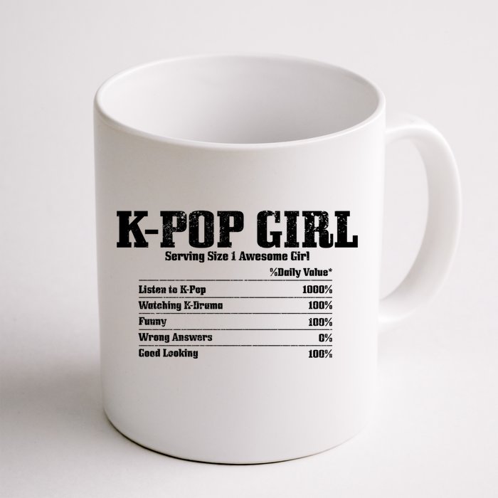 Kpop Nutrition Facts Funny Cute Kdrama Korean Music Gift Front & Back Coffee Mug