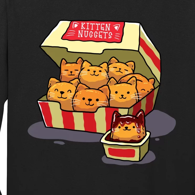 Kitten Nuggets Food Pun Cat Lover Gift Chicken Nuggets Long Sleeve Shirt