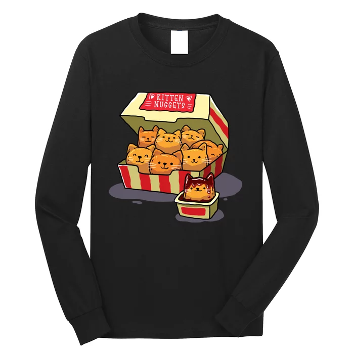 Kitten Nuggets Food Pun Cat Lover Gift Chicken Nuggets Long Sleeve Shirt