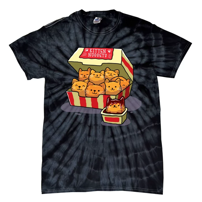 Kitten Nuggets Food Pun Cat Lover Gift Chicken Nuggets Tie-Dye T-Shirt