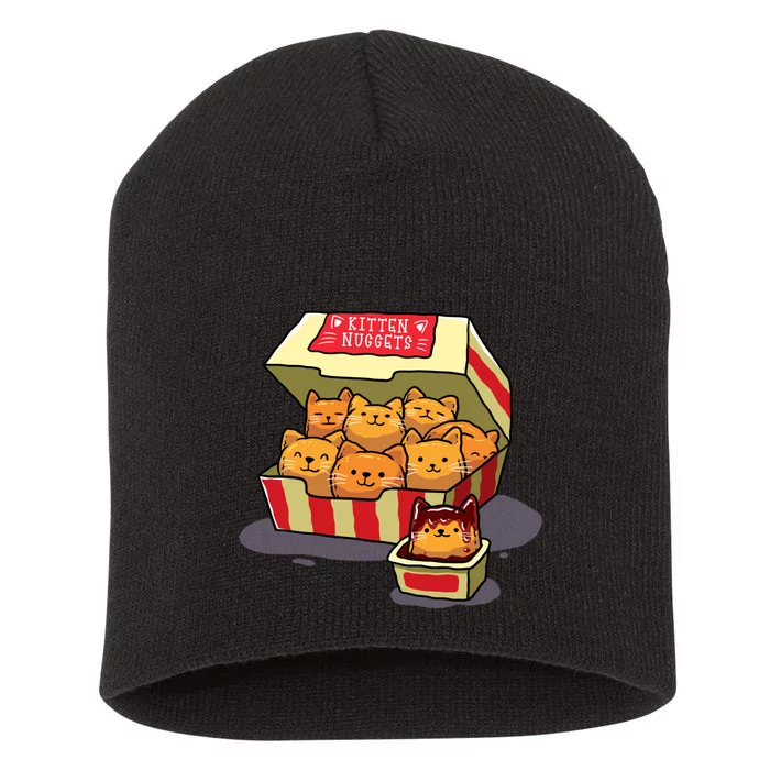 Kitten Nuggets Food Pun Cat Lover Gift Chicken Nuggets Short Acrylic Beanie