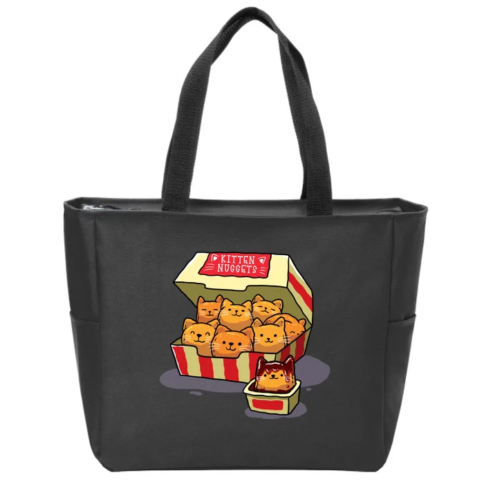 Kitten Nuggets Food Pun Cat Lover Gift Chicken Nuggets Zip Tote Bag