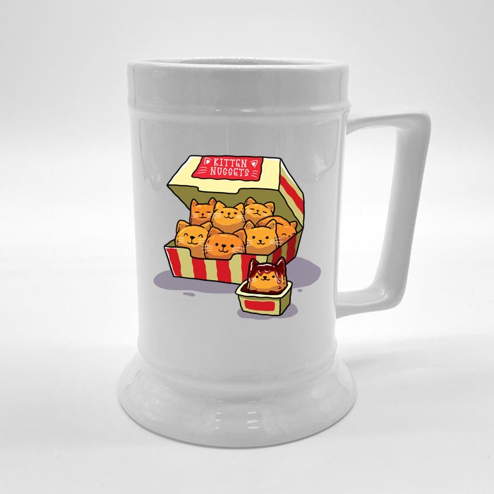 Kitten Nuggets Food Pun Cat Lover Gift Chicken Nuggets Front & Back Beer Stein