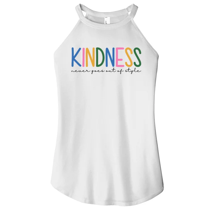 Kindness Never Goes Out Of Style Colorful Women’s Perfect Tri Rocker Tank